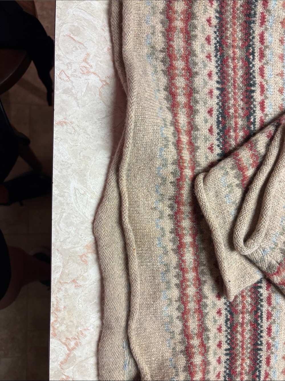 Forenza Fair Isle Cowl Neck Sweater in Beige, Red, Blue and Gray - Picture 2 of 5